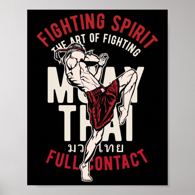 Gammal Muay Thai kickboxning Fighter Training Arbe Poster (Framsidan)