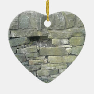 Gammal mur, sten, sten julgransprydnad keramik
