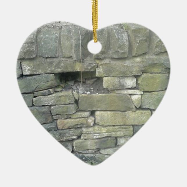 Gammal mur, sten, sten julgransprydnad keramik (Framsidan)