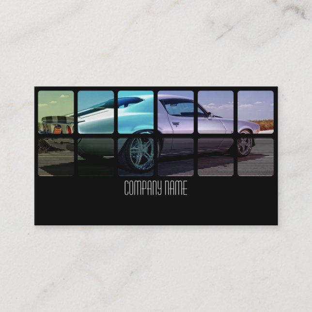 Gammal muskelbil i annan visitkort (Framsida)