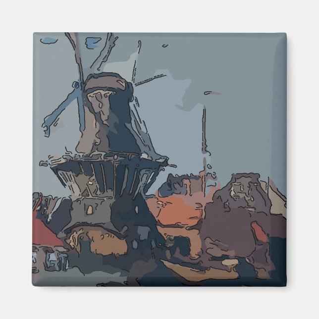 Gammal nederländsk Kvarn Magnet (Framsidan)