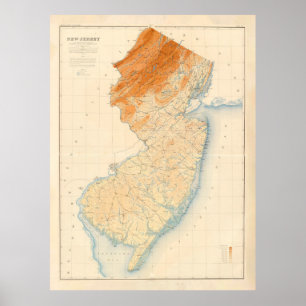 Gammal New jersey Geological Karta (1888) Poster