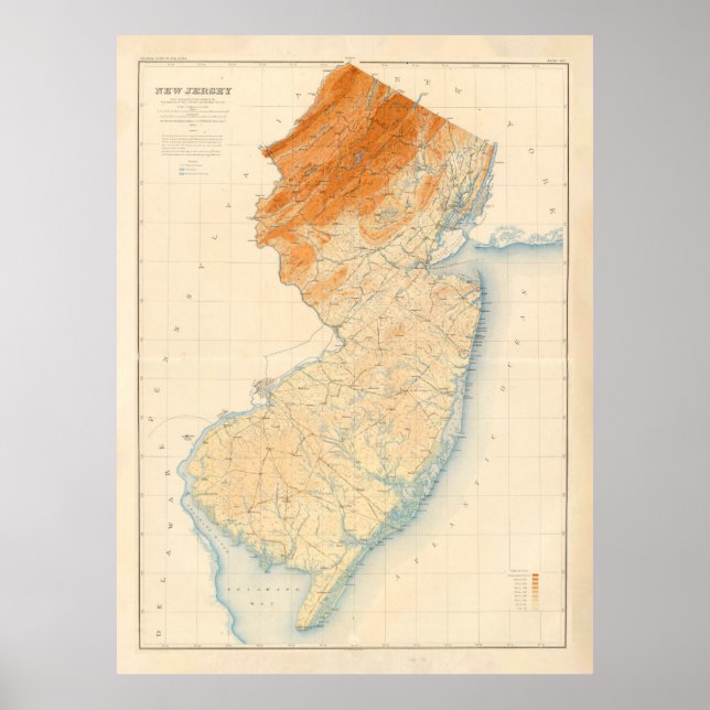 Gammal New jersey Geological Karta (1888) Poster (Framsidan)