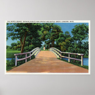Gammal nordbryggvy av Minute Man Statue Poster