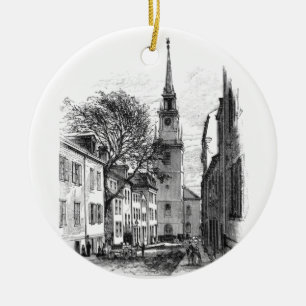 Gammal nordkyrkaprydnad julgransprydnad keramik