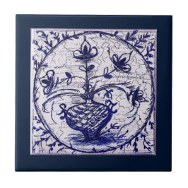 Gammal nordtysk bricka,vintage keramisk bricka kakelplatta