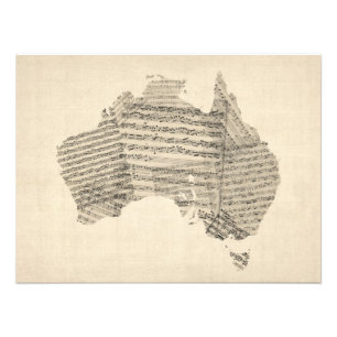 Gammal notbladkarta av den Australien kartan Fototryck