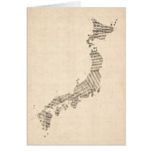 Gammal notbladkarta av Japan Hälsningskort