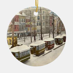Gammal ny Orleans Fransk Kvartal Keramisk prydnads Julgransprydnad Keramik