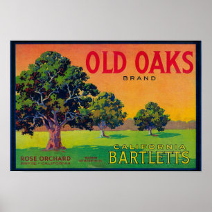 Gammal OaksPearlåda LabelBryte, CA Poster