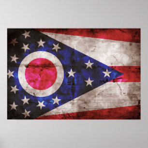 Gammal Ohio Flagga. Poster