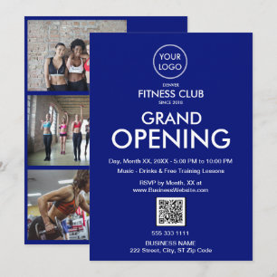 Gammal, öppen, modern, blå Logotyp QR-kod Inbjudningar