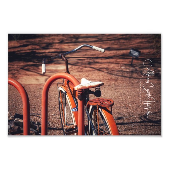 Gammal Orange Cykel Fototryck (Framsidan)