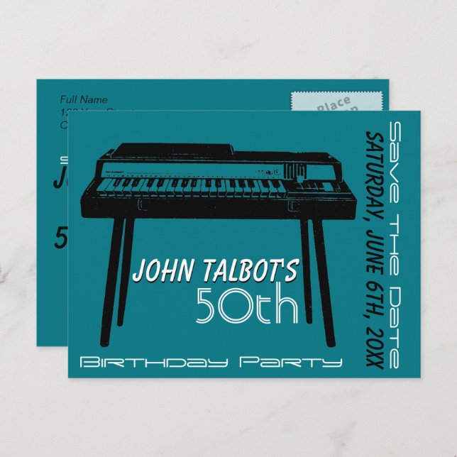 Gammal orgel 50-årsfest Spara datumet Meddelande Vykort (Fram/baksida)