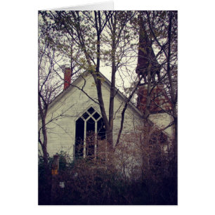 Gammal övergiven kyrka hälsningskort