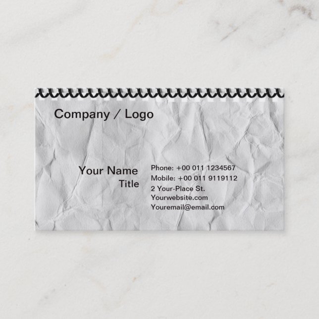 gammal papper anteckningsbok med spiral visitkort (Framsida)