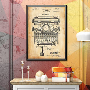 Gammal Papper   Typewriter-patent Poster