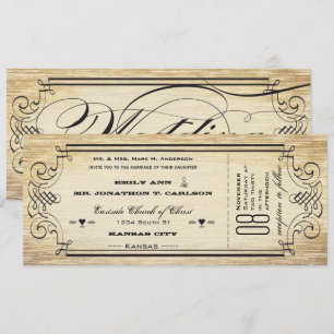 Gammal Pappersbiljett Flourish Typografi Bröllop Inbjudningar