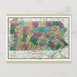 Gammal Pennsylvania karta 1829 Vykort