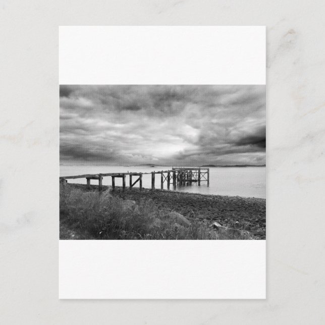 Gammal pier vid Aberdour Silver Sand Beach, Skottl Vykort (Framsida)