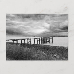 Gammal pier vid Aberdour Silver Sand Beach, Skottl Vykort