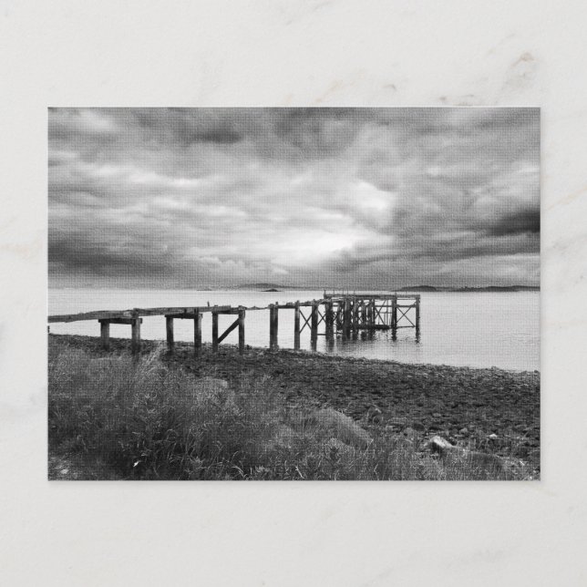 Gammal pier vid Aberdour Silver Sand Beach, Skottl Vykort (Framsida)