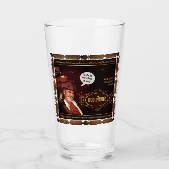 Gammal Pirat Rum (anpassadet text) Glaskopp (Framsida)