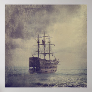 Gammal piratfrakt i havet poster