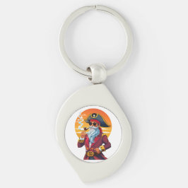 Gammal piratkapten swirl silverfärgad nyckelring