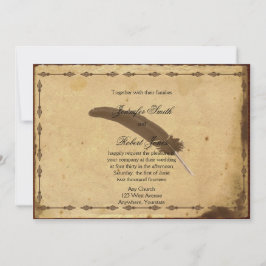 Gammal planerad inbjudan till parchment Quill Wedd
