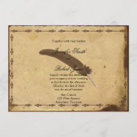Gammal planerad inbjudan till parchment Quill Wedd