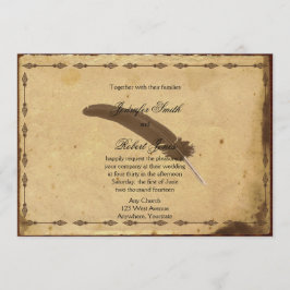 Gammal planerad inbjudan till parchment Quill Wedd