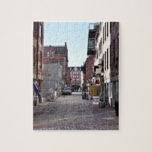 Gammal portland ME Maine Cobblestone Street Pussel
