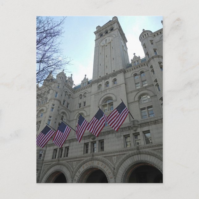 Gammal post Office Pavilion & Torn Washington DC Vykort (Framsida)