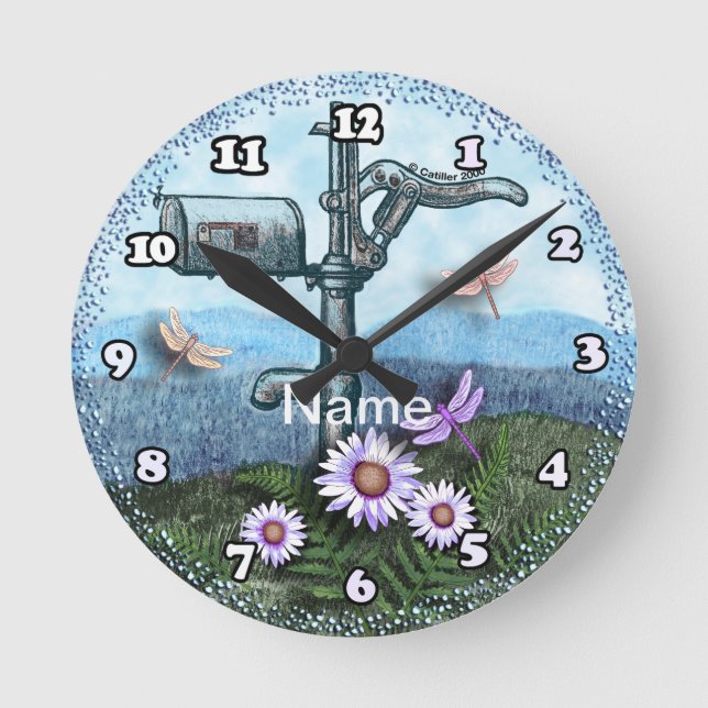 Gammal postlådeklocka rund klocka (Framsida)