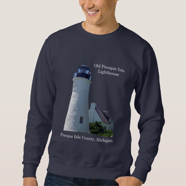 Gammal Presque Isle Lighthouse skjorta mörk Lång Ärmad Tröja (Framsida)