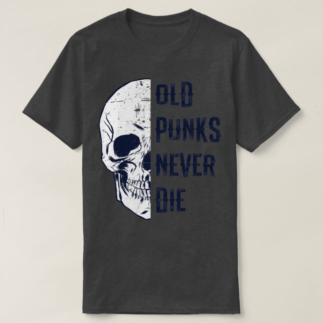 Gammal punkters Skulldesigna aldrig Skalstreck 2 T Shirt (Design framsida)