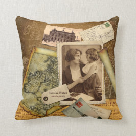 Gammal ram för foto för vintage för Collage för Kudde