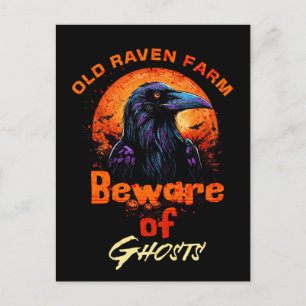 Gammal Raven Skräck Halloween Vykort