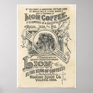 Gammal reklam för Lejon kaffe Poster