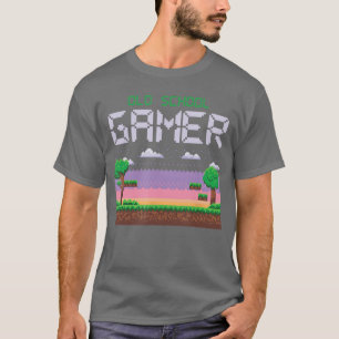 Gammal Retro Skol Spelare Nörd Piel Video Spel Kon T Shirt