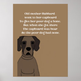 Gammal rimma om Mother Hubbard söt hund i bruna ny Poster