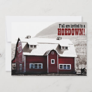 Gammal röd Barn Land Stil Hoedown Barn Raising Inbjudningar