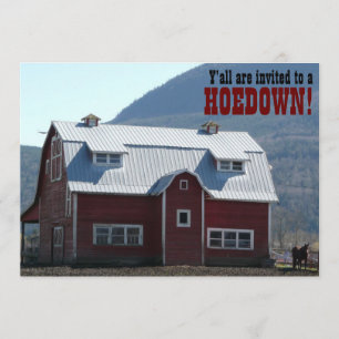 Gammal röd Barn Land Stil Hoedown Barn Raising Inbjudningar