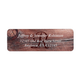 Gammal röd Barn Siding Rustic Address Label Monogr Returadress Etikett