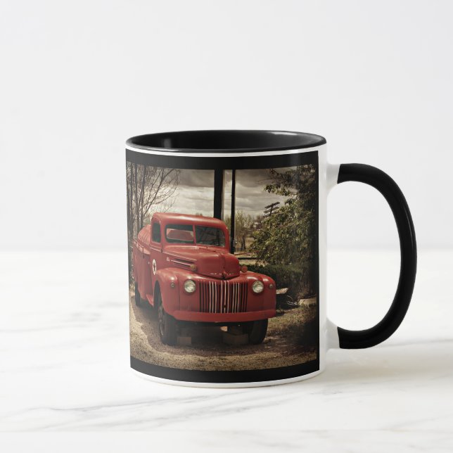 Gammal röd Firetruckkaffemugg Mugg (Höger)