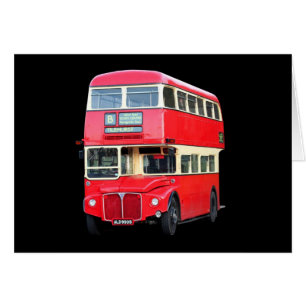 Gammal röd London buss från omkring 1950 Hälsningskort