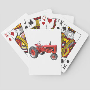 Gammal röd traktor kortlek