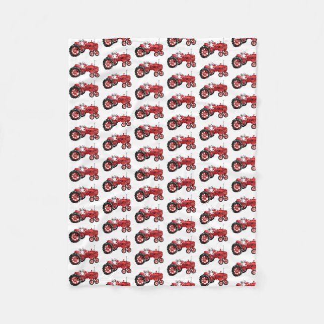 Gammal röd traktor teckning fleecefilt (Framsidan)