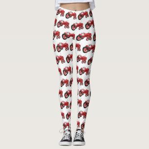 Gammal röd traktor teckning leggings